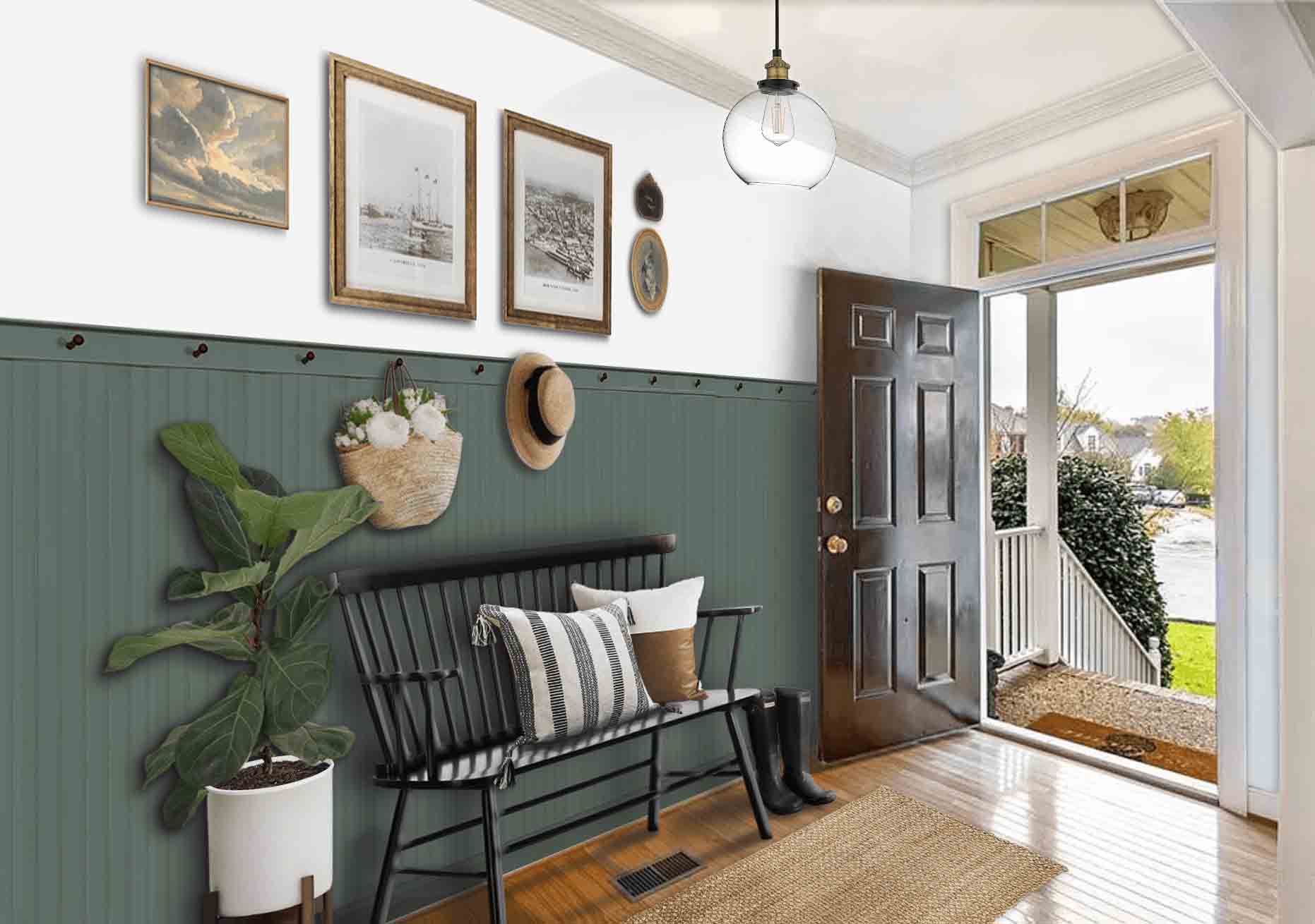 Amazing Entryway Update: The Best Dark Green Paint - Interior Design